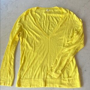 J. Crew Women’s Yellow V-Neck Cotton Sweater Sz Large